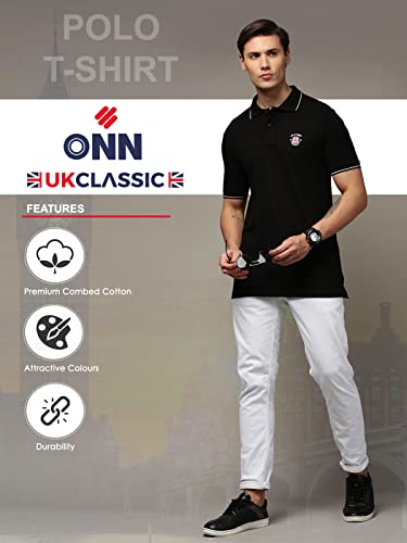 Image of ONN UK Classic Men's Premium Combed Cotton Polo Collar Half Sleeves Solid T-Shirt |