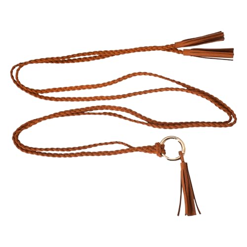 Braided Knot Waist Belt Vintage Thin Dress Belts for Women Girls Rope Belt Chain with Tassel Tie Belt for Dresses Skirts