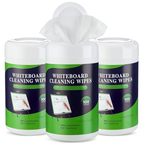 Threlaco 3 Pack Dry Erase Wipes 300 Pcs Whiteboard Cleaning Wipes Wet Whiteboard Cleaner Classroom Teacher Supplies 100 Pcs Per Canister