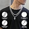 BAROROBA Mens Cross Necklace Stainless Steel Cuban Rope Chain Cross Pendant Necklace Men's Jewellery Birthday Boyfriend Husband Christian Gifts for Him (18/20inch silver) #2