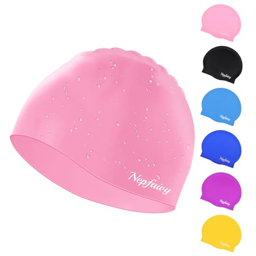 Nepfaivy Kids Silicone Swimming Cap - Pink