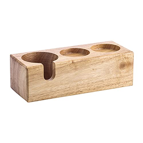 Dolity Beech Wood Manual Coffee Tamper Holder Coffee Powder Maker Rack Tool Accessory Espresso Latte Art Pen Stand - Wood Color 3 Holes A