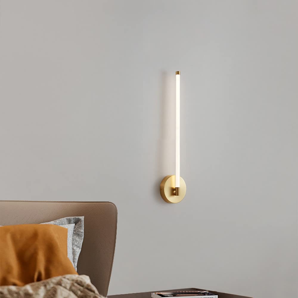 ZTCHSENZT Wall Sconces, Modern LED Linear Wall Sconce Copper Wall Mount Light Indoor Vanity Wall Lamp, Minimalist Wall Lighting Fixtures 3 Color Mode Wall Wash Lights for Living R,Copper-40cm