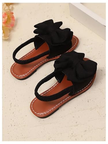 Verdusa Girl's Summer Bow Sandals Beach Vacation Open Toe Ankle Strap Flat Leather Sandals3