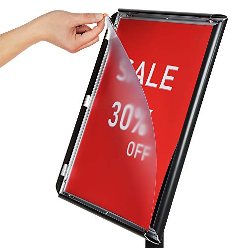 Displaysworker Adjustable Heavy Duty Pedestal Sign Holder Floor Stand,Sign Stand Poster Stand Aluminum Snap Open Frame,Standing Floor For 8.5X 11 Inch,Vertical/Horizontal View,Black #TOP2