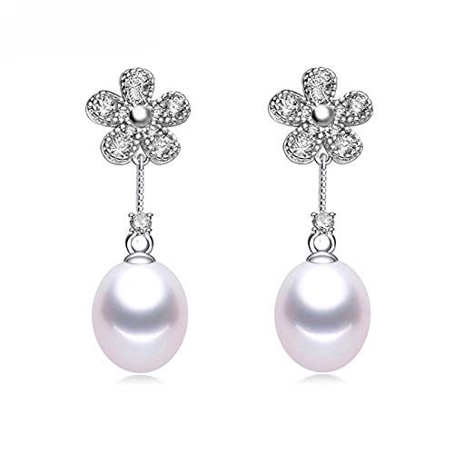 Pendientes de flores de plata 925 y perlas naturales de alta joyería