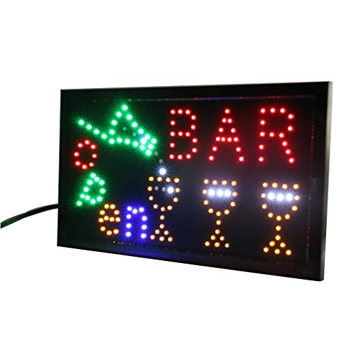 Chenxi New Animated Bar/Beer/Wine/Liquor Neon Led Store Open Sign 19 X 10 Inch (48 X 25 Cm) On Off Switch + Hanging Chain Lots Of Styles Bar Beer Pub (48 X 25 Cm, Bar) #TOP1