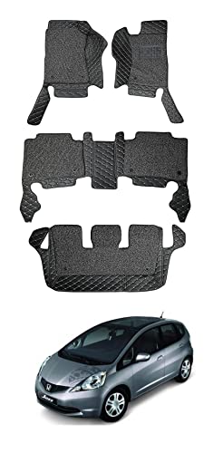 Image of Auto Hub Premium 7D car mat Jazz, Luxury Double-Stich 7d Car Floor Mat Complete Set, 100% Waterproof and Washable, Color : Black