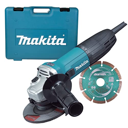 Makita GA4530RKD/1 - Amoladora angular de 110 V y 115 mm con hoja de diamante incluida en una funda de transporte