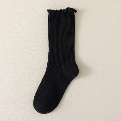 5 Pairs Kid Girls Ruffle Crew Socks Casual Comfy School Uniform Ankle Socks Cute Lightweifht Frilly Dress Socks3