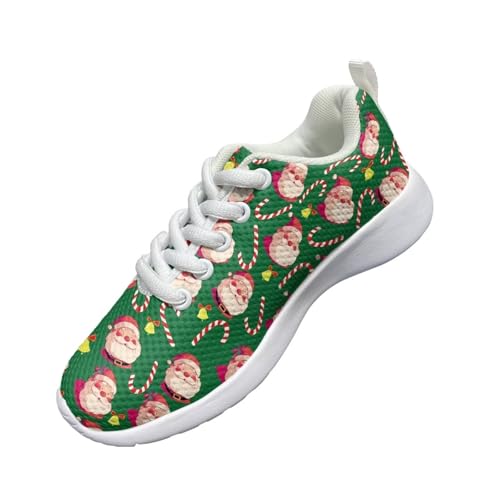Kids Christmas Sneaker Soft Breathable Lightweight Tennis Shoes for Litter Kids Anti-Slip Lace-Up Footwear Running Shoes for Big Kid US 11.5-34