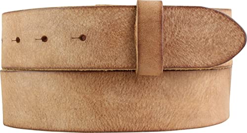 BELTINGER Wechselgürtel aus weichem Vollrindleder Used-Look ohne Schnalle 4 cm | Druckknopf-Gürtel für Damen Herren 40mm | Vintage-Look | Tabac 105cm