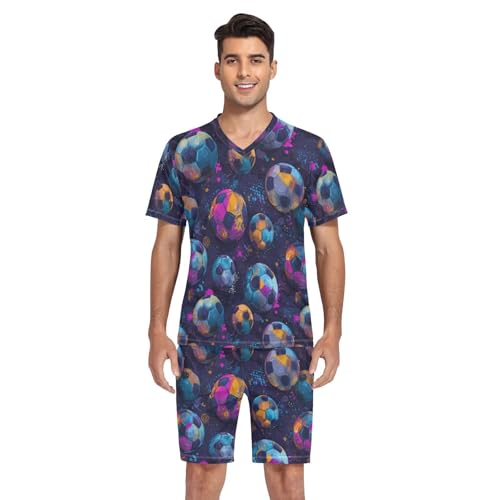 Football Pattern Men’s Pajama Sets Short Sleeve Shirt and Pants with Soft Touch Fabric4
