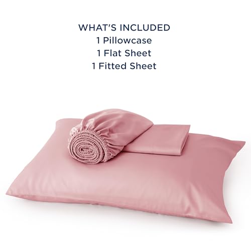 Image of Bedsure Cooling Sheets Twin, Rayon Derived from Bamboo, PureWoven, Breathable & Soft Twin Sheets Set, Deep Pocket Up to 16 Inches, Hotel Luxury Silky Bedding for Hot Sleepers, Blush Pink