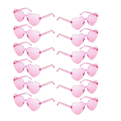 16 Pack Trendy Transparent Heart Sunglasses Colorful Glasses for Women Party Favor