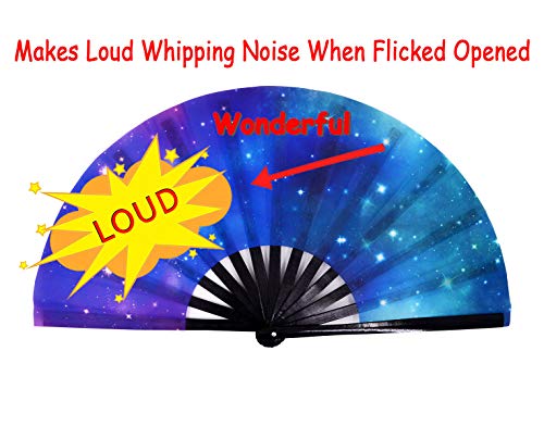 Amajiji Large Folding Fans Rave Festival Accessories For Womenmen, Chinease/Japanese Bamboo And Nylon-Cloth Perform Fan Hand Fan Gift Fan Craft Fan Dance Fan (Am4) #TOP2