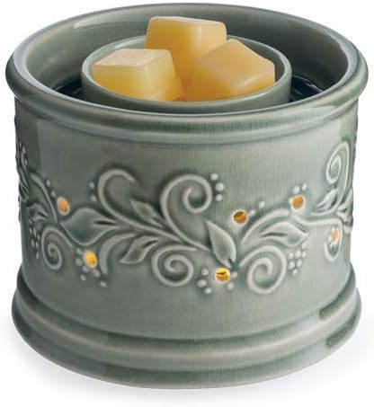 CANDLE WARMERS ETCIlluminaire Perennial Fan Fragrance Warmer- Whisper Quiet Fan Circulates Scent from Scented Candle Wax Melts and Tarts for Full Room Freshener, Sage Green