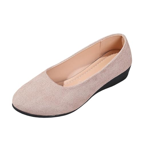 Zapatos Casuales Elegantes para Mujer diseño Gamuza con Punta Cerrada tacón cuña Cualquier Temporada Combinar Jeans Pantalones Uso Diario (Clear, 37)