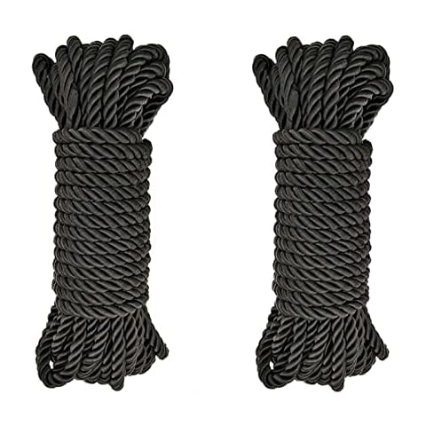 WUWYOUWL Soft Polyester Rope Cord, 2PCS 10 M/33 Feet 7 MM All Purpose Rope Craft Rope 100% Nylon Rope Natural Twisted Durable Long Ropes (Black) Cover