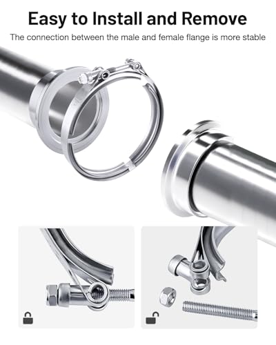 Image of EVIL ENERGY V Band Clamp with Flange Male Female Stainless Steel (1, 6.0 inch)