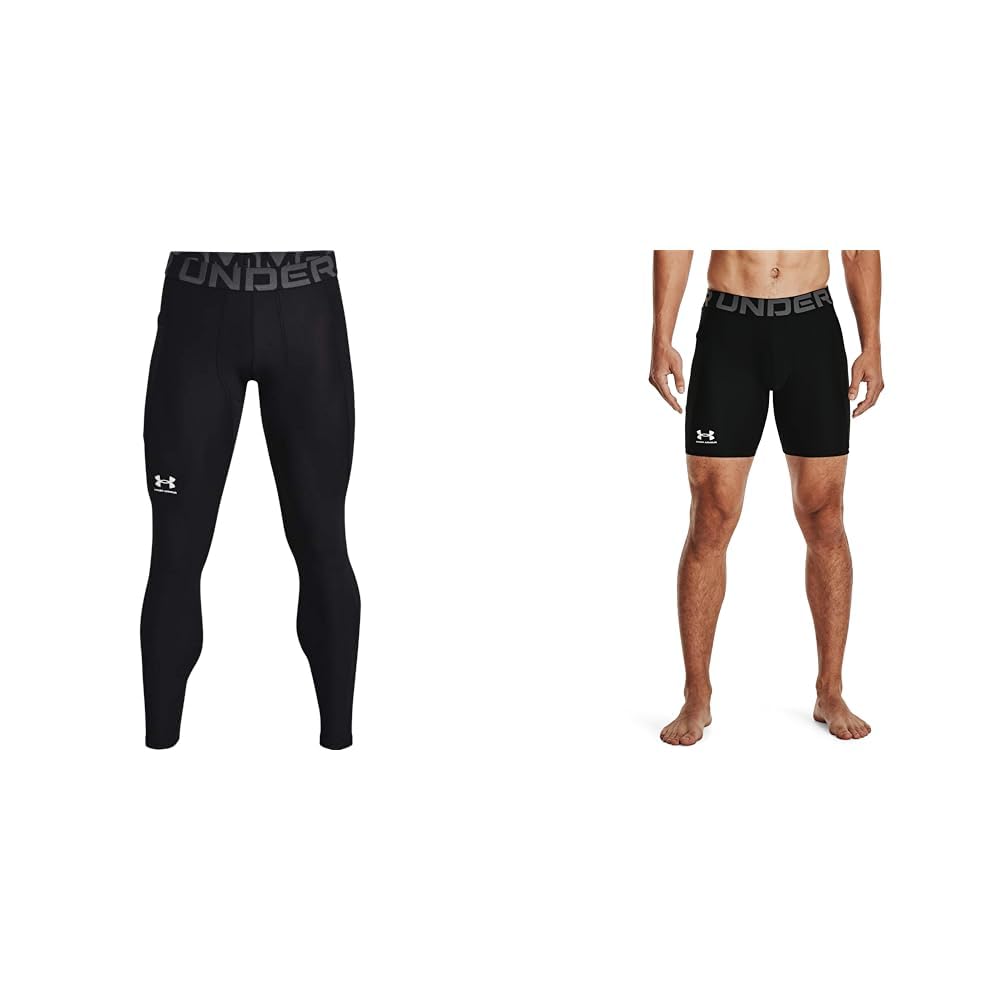 Under Armour Herren UA HG Armour Leggings, Lange Sportleggings; atmungsaktive enganliegende Laufhose & Herren UA HG Armour Shorts, Kurze Laufhose, atmungsaktive Herrenshorts