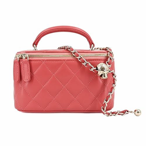 Image of M-ioi-M Small Genuine Leather Purse Quilted Crossbody Bag for Women, Mini Top-Handle Shoulder Handbag w /Gold Chain Strap