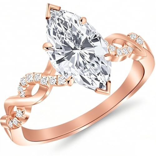 IGI CERTIFIED Personalized 10K/14K/18K Gold Lab Grown 1 to 5 ct Diamond Twisting Infinity Gold and Diamond Split Shank Pave Set Engagement Ring D Color VVS Clarity for Women Size 3 to 153