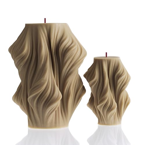 LAWA Cascading Wave Candle - Large Beautiful Handmade Pillar Scented