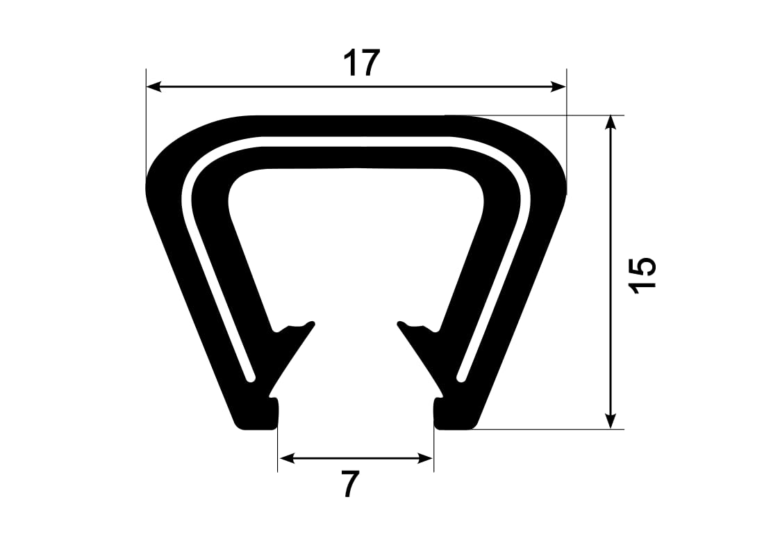 VRR - U-profiel - Klemprofiel Rubber - Randbescherming 1-3 Mm Met Kraal 001 Per 5 10 Of 50 Meter