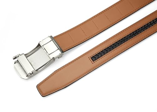 Image of Lingli Men's Belt,Ratchet Dress Belt with Automatic Buckle Brown /Black-Trim to Fit-35mm wide