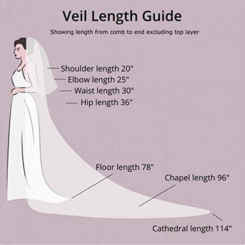 Ursumy Wedding 2T Veil Long Cathedral Veil Soft Tulle Bridal Veils With Comb (Ivory) #TOP6