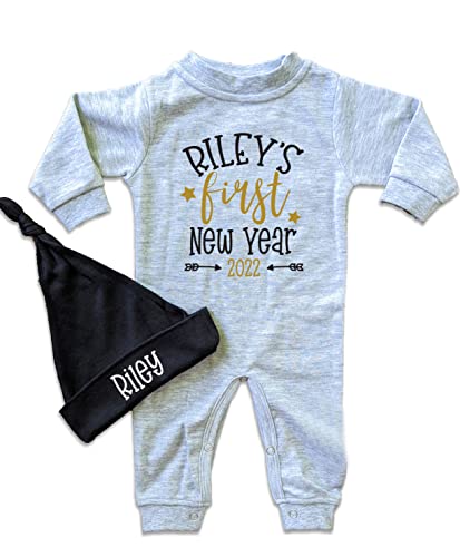 Baby's First New Year Outfit Romper Onesie, Personalized PJs Pajamas