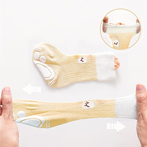 Toddler Non-skid Socks Knee High Baby Socks Thin Mesh Infant Socks Pointelle Eyelet Booties 5 Pairs3