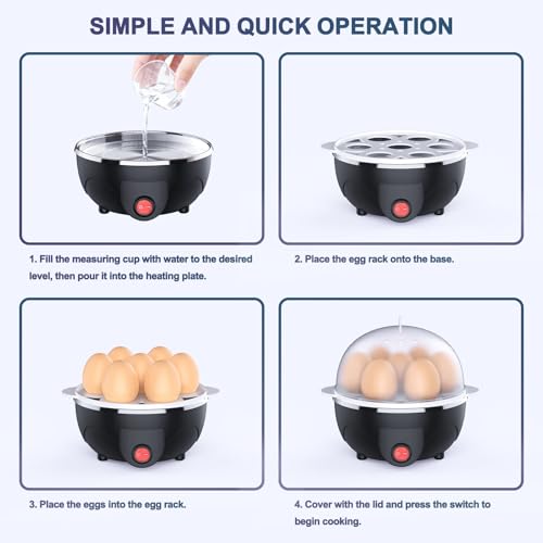 RAINBEAN Egg Cooker,7 Eggs Capacity Rapid Electric Cooker for Hard Boiler or Steamer, Auto Shut Off Feature - Image 5