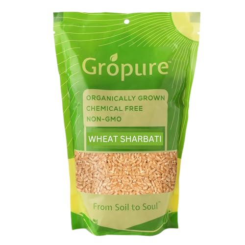 GroPure Organic: From Soil to Soul - Wheat Sharbati - 5Kg I Enjoy the taste of Pure Products I Chemical & Pesticide Free I Best Organic Wheat I