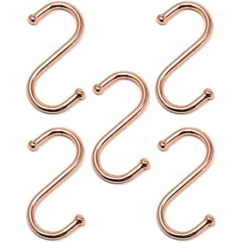 fiXte 5 Pack Copper S-Hook Utensil Hangers Cover