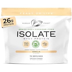 Muscle Feast Grass-Fed Whey Protein Isolate, All Natural Hormone Free Pasture Raised, Whey Isolate Protein Powder for Men and Women, Clean, Gluten-Free, Delicious Isolate Protein - Vanilla, 5lb