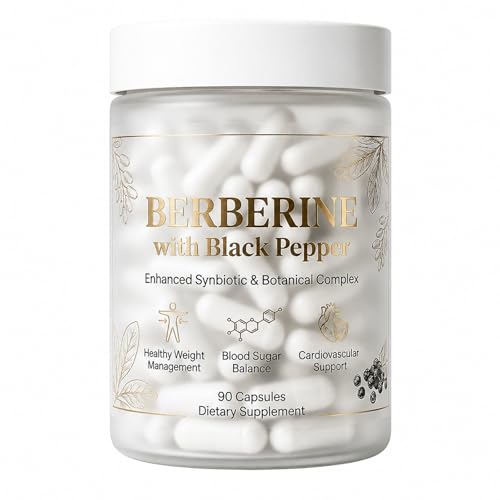Peehss Berberine with Black Pepper & Biofilm Probiotic Gut Health Capsules - Enhanced Absorption Berberine Complex for Healthy Blood Sugar Digestion & Glucose Metabolism - 90 Caps