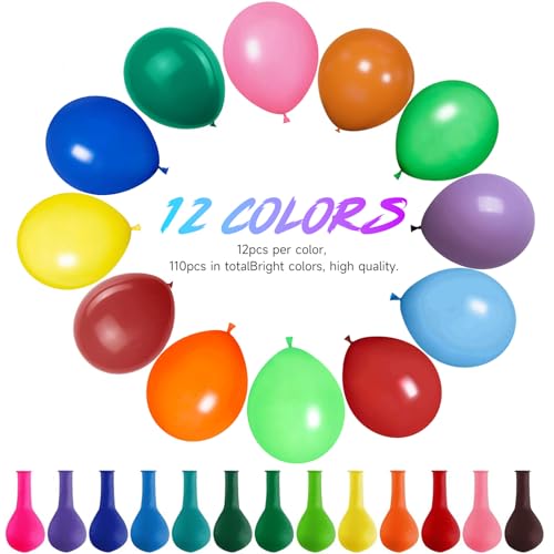 Gokyvei CAISEQIQIU Colorful Balloons 110Pcs 12-Inch Premium Colored Latex Balloon thumb #1