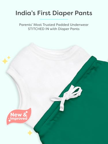 Image of superbottoms Diaper Pants | Cotton Baby Cotton Pants with Attached Padded Underwear | Ideal for Diaper-Free Time, Outings & Potty Training | Unisex | Soft Fit