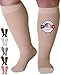 4XL Mojo Compression Socks with Extra Wide Calf, Opaque Plus Size Medical Support Hose - Closed Toe, 20-30 mmHg Graduated Compression Stockings (Size: XXXXL, Beige) Support Stockings for Edema
