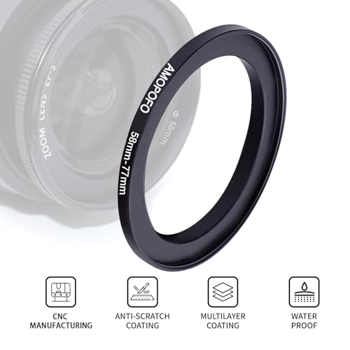 Image of 58 to 77mm Camera Filter Ring /58mm to 77mm Step-Up Ring Filter Adapter for 77 mm UV,ND,CPL,Metal Step Up Ring