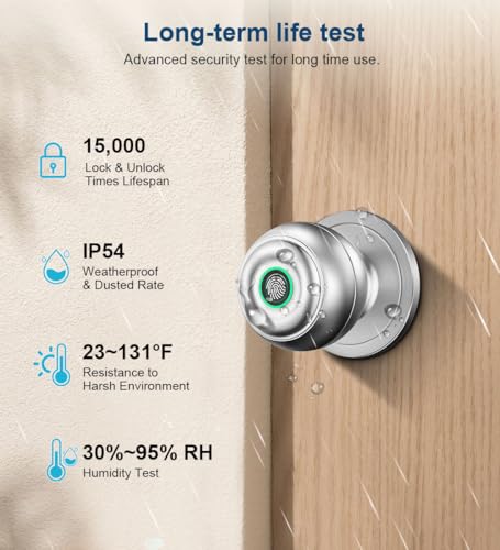 Fingerprint-Door-Lock-Smart-Fingerprint-Door-Knob-with-Lock-Biometric-Door-Lock-with-App-Control-Key-Keyless-Thumbprint-Entry-Door-Lock-for-Bedroom-Front-Door-Home-Apartment-Silver