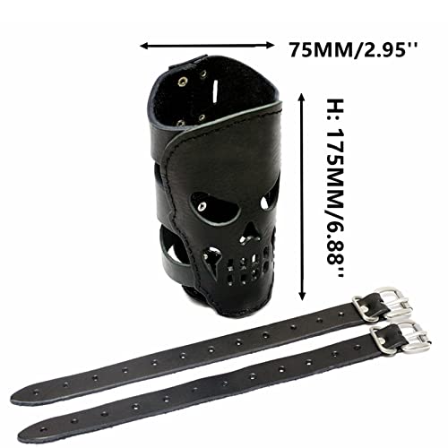 Portavasos de motocicleta universal con diseño de calavera en cuero PU miniatura 2