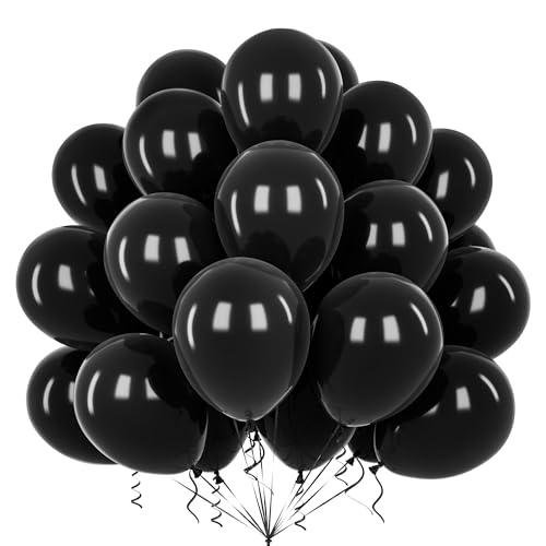 Teselife Ballons Noir, 50Pièces 12Pouces Mat Noir Latex Ballon Arche Guirlande Garçon Hommes Anniversaire Mariage Proposition Valentin Douche Nuptiale...