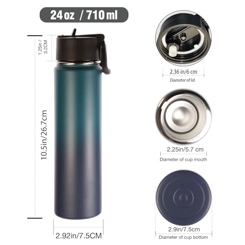 Bouteille d'eau de sport 24 oz gourde Dark Night robuste