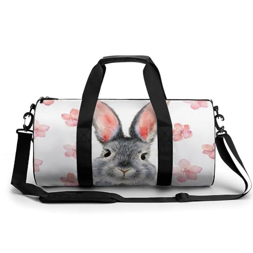 Sac de voyage lapin à fleurs roses imperméable et résistant pour camping et randonnée