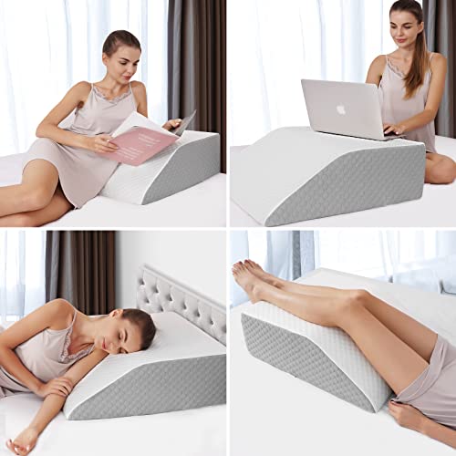 Forias Leg Elevation Pillow For Swelling After Surgery 8" Leg Pillow For Sleeping Memory Foam Wedge Pillow For Legs Circulation Elevated Pillow For Sciatica Knee Hip Ankles Back Pain Relief #TOP5
