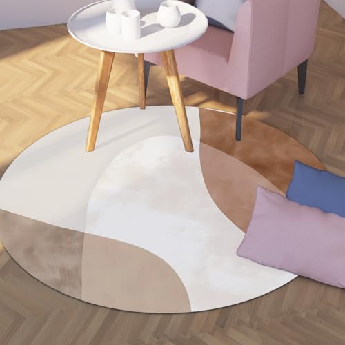 Tapis lavable circulaire 180cm abstrait nordique à poils bas doux pour chambre
