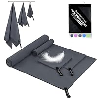 Mikrofaser Handtuch 3er Set (152x76cm Groß Badetuch + 80x40cm Klein Fitness Handtuch + 30x30cm Handtuch), Farbecht Microfaser Handtücher, Sporthandtuch Schnelltrocknendes Handtuchs (Dunkelgrau)